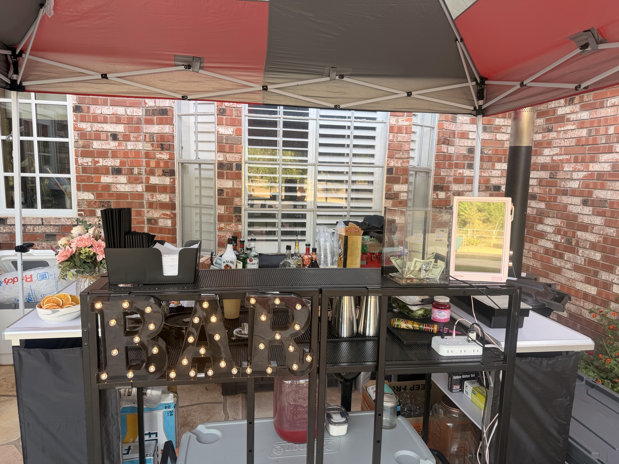 Bliss Mobile Bar setup with marquee bar sign at outdoor event